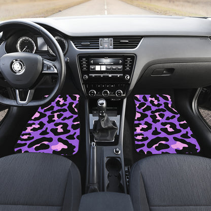 Cheetah Purple Neon Print Pattern Car Floor Mats Front Back
