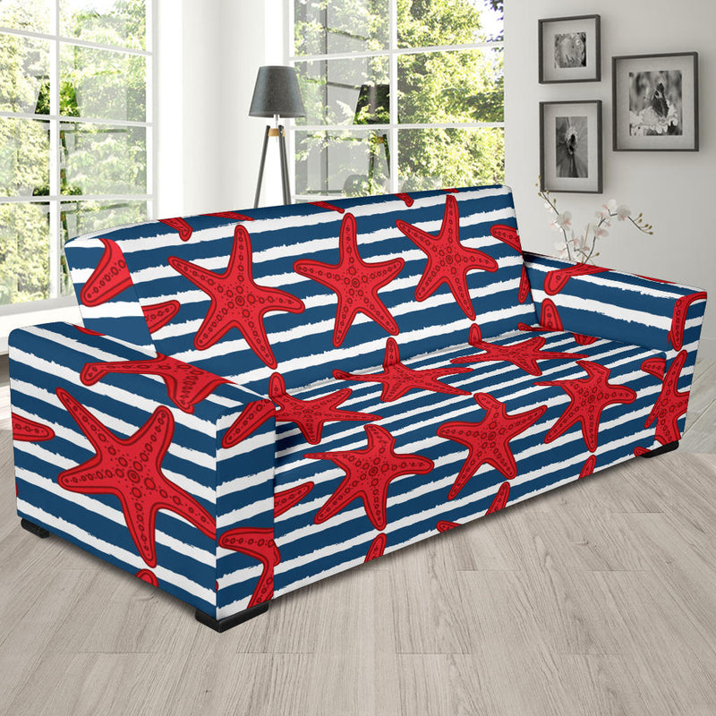 Starfish Red Pattern Print Design 02 Sofa Slipcover