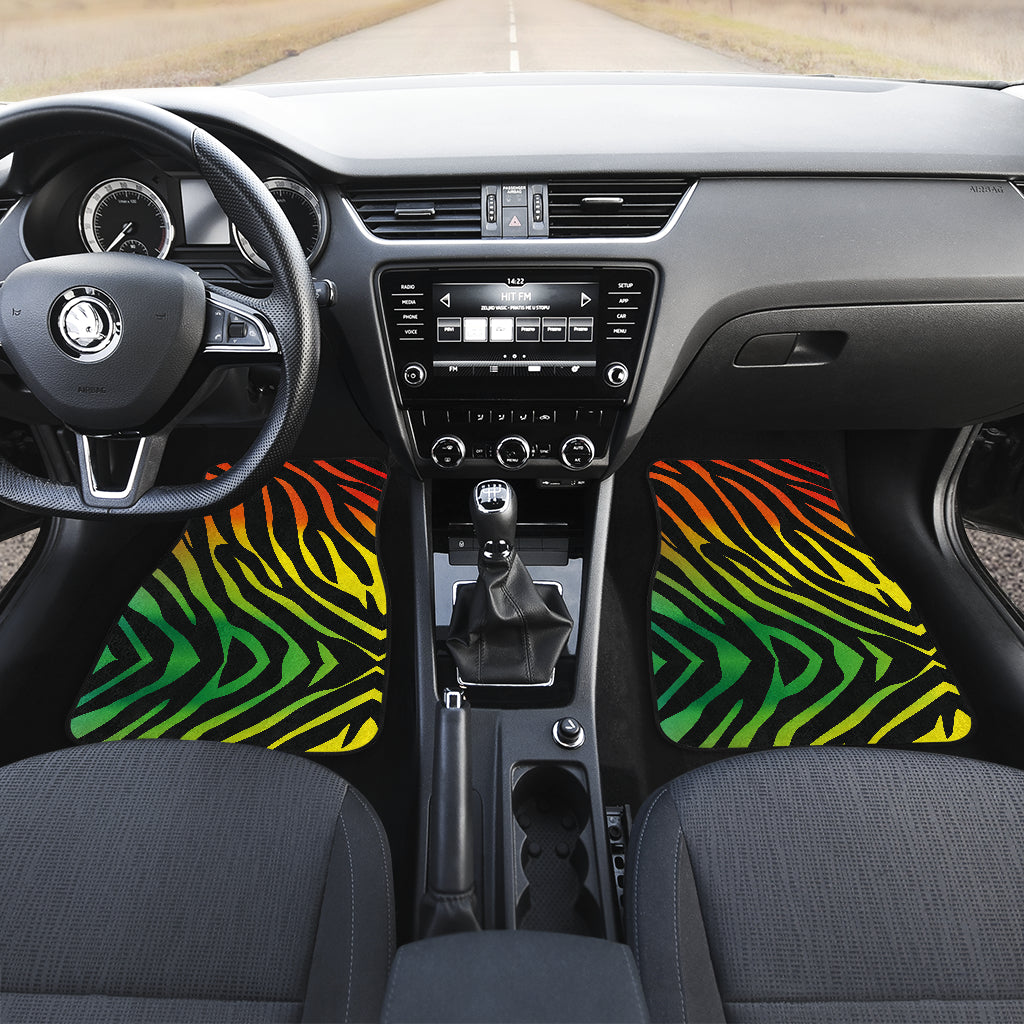 Rainbow Zebra Themed Print Car Floor Mats Front Back