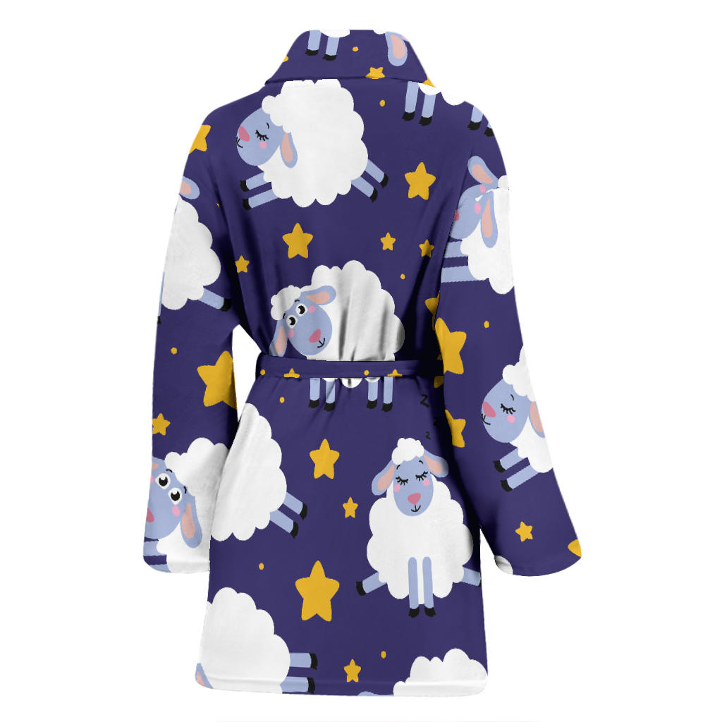 Sheep Pattern Print Design 03 Women Bathrobe