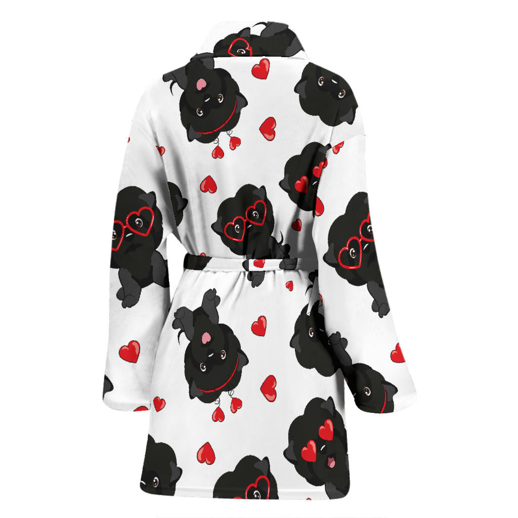 Affenpinscher Pattern Print Design 01 Women Bathrobe