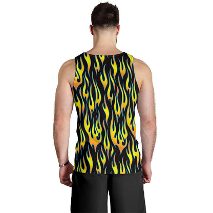 Flame Fire Yellow Pattern Men Tank Top
