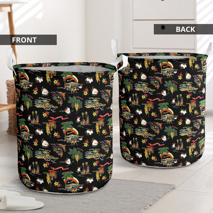 Hawaiian Island Themed Print Laundry Basket