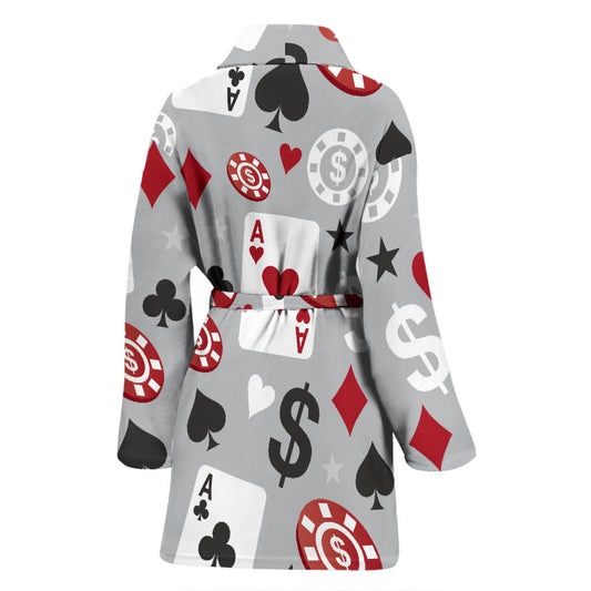 Casino Pattern Print Design 01 Women Bathrobe