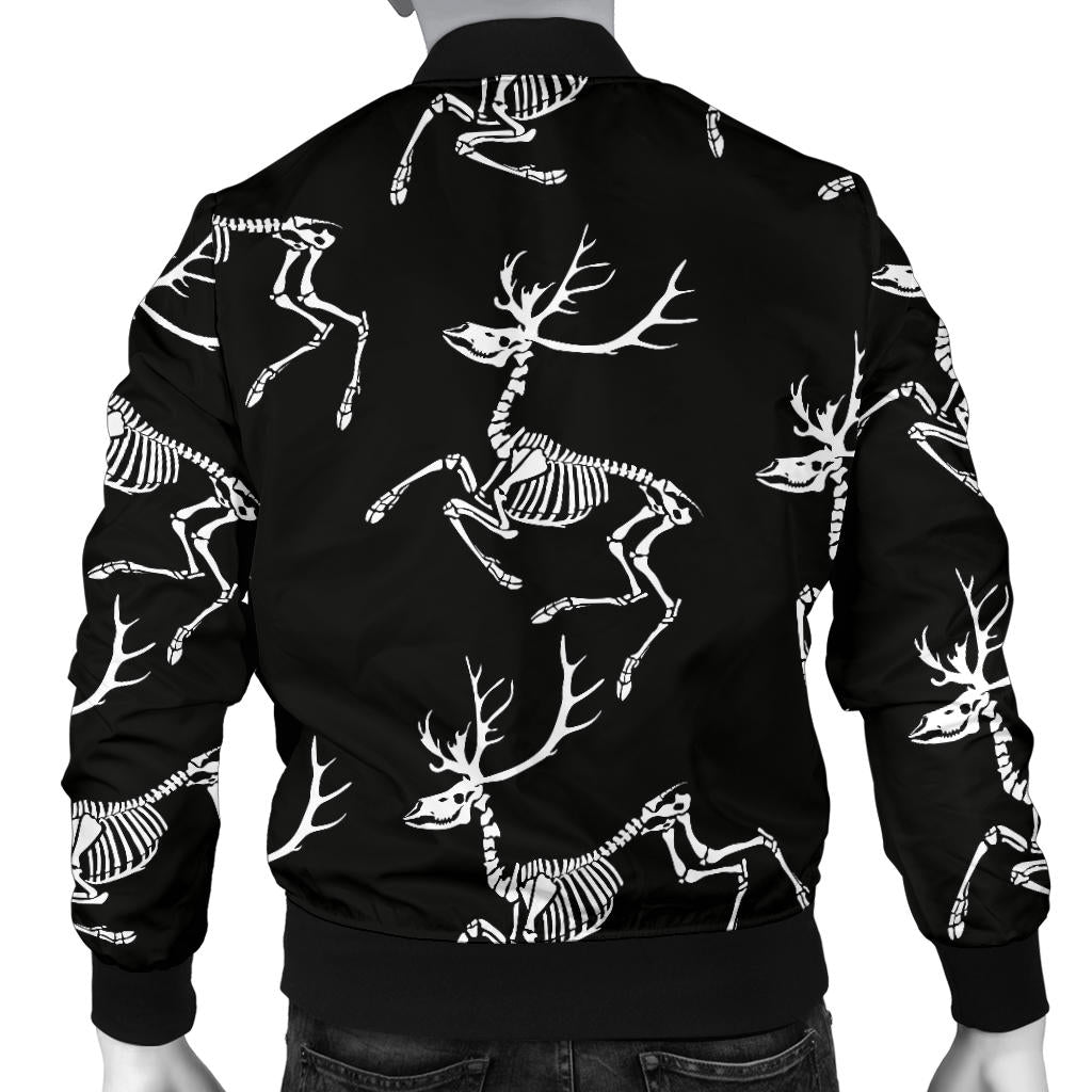 Deer Skeleton Print Pattern Men Bomber Jacket