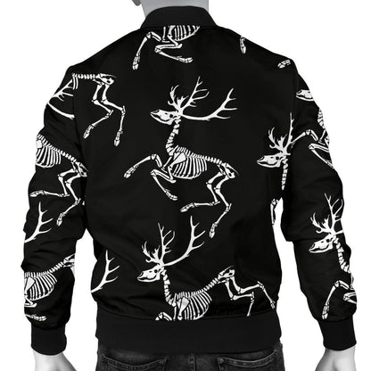 Deer Skeleton Print Pattern Men Bomber Jacket