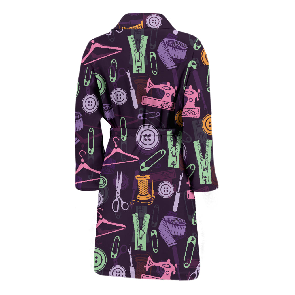 Sewing Equipment Print Design LKS306 Men Bathrobe