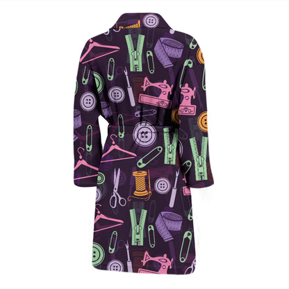 Sewing Equipment Print Design LKS306 Men Bathrobe