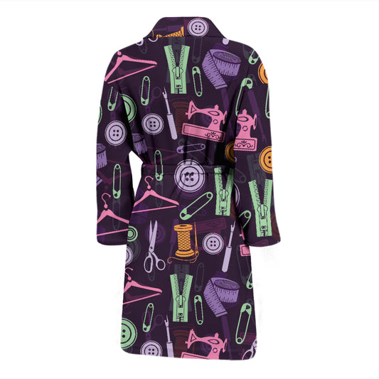 Sewing Equipment Print Design LKS306 Men Bathrobe