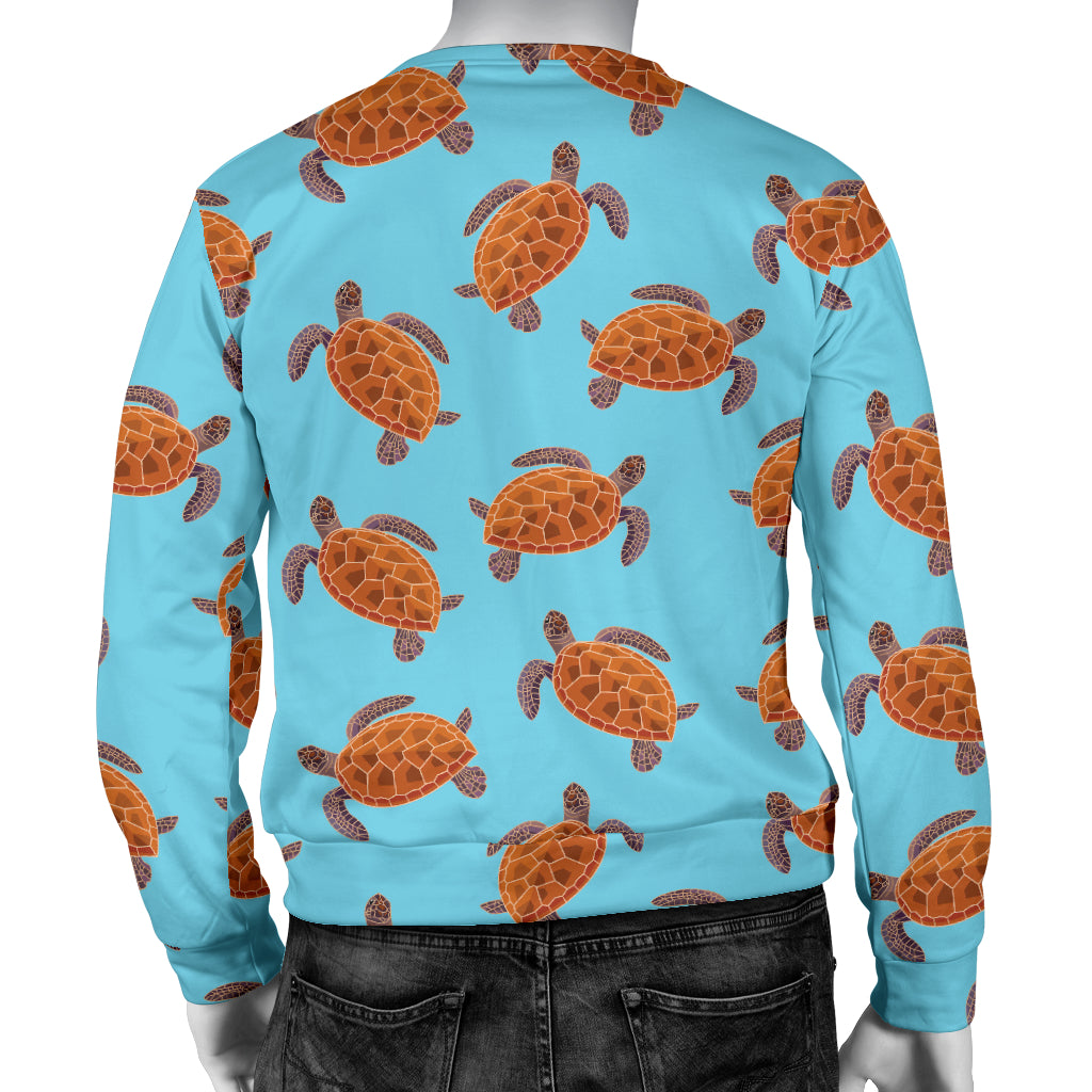 Brow Sea Turtle Print Pattern Men Long Sleeve Sweatshirt