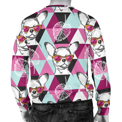 Chihuahua Cute Triangle Pattern Men Long Sleeve Sweatshirt