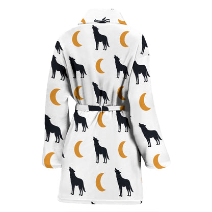 Wolf Moon Print Design LKS302 Women Bathrobe