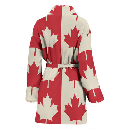 Maple Leaf Pattern Print Design 02 Women Bathrobe