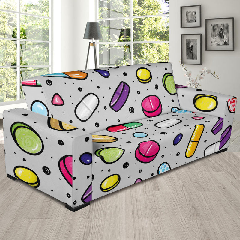 Pill Pattern Print Design A04 Sofa Slipcover