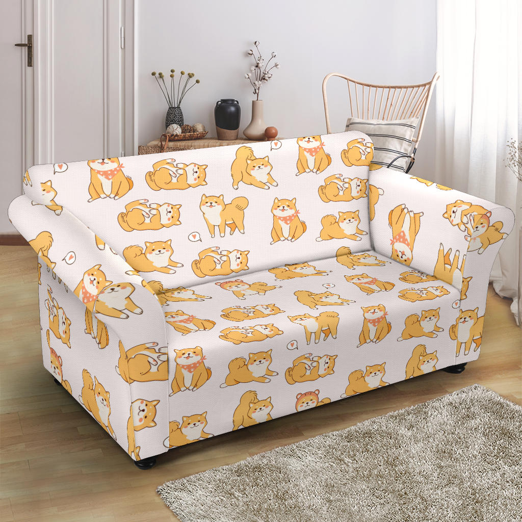 Shiba Inu Print Design LKS308 Loveseat Couch Slipcover