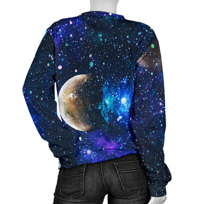 Galaxy Stardust Planet Space Print Women Long Sleeve Sweatshirt