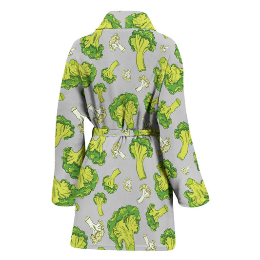 Broccoli Pattern Print Design 03 Women Bathrobe