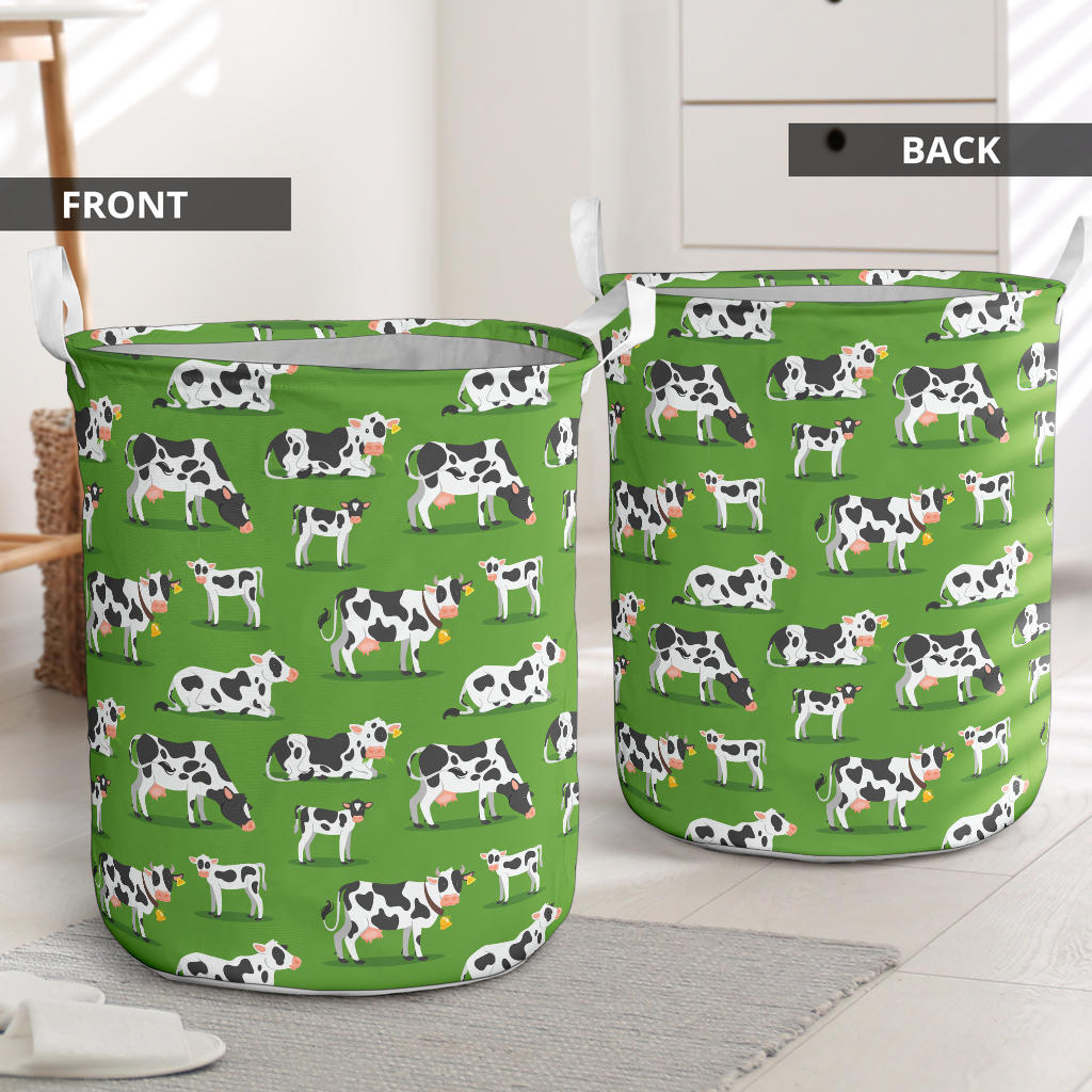 Cow Happy Print Pattern Laundry Basket