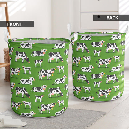 Cow Happy Print Pattern Laundry Basket