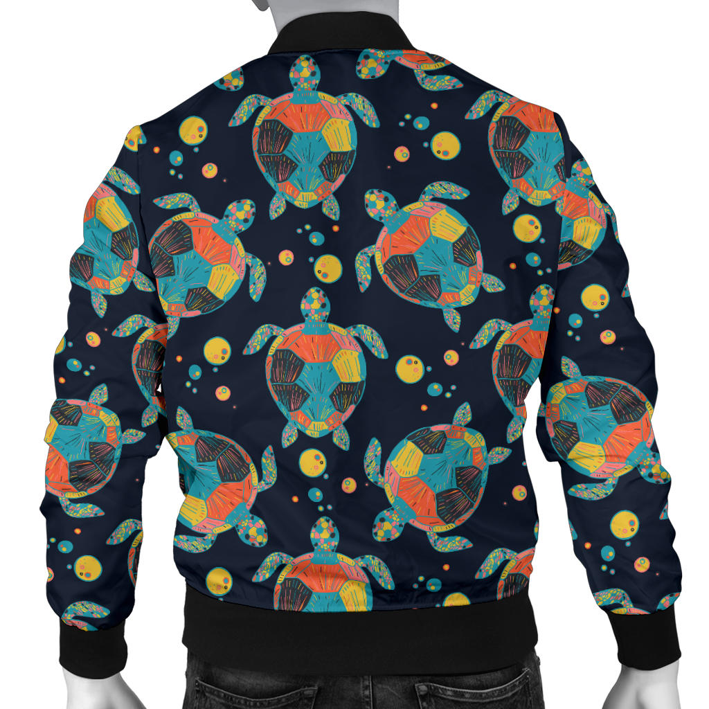 Sea Turtle Colorful with bubble Print Men Bomber Jacket
