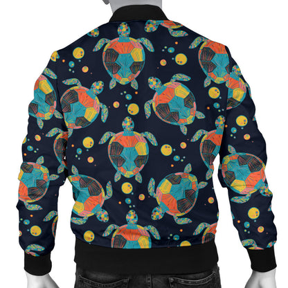 Sea Turtle Colorful with bubble Print Men Bomber Jacket