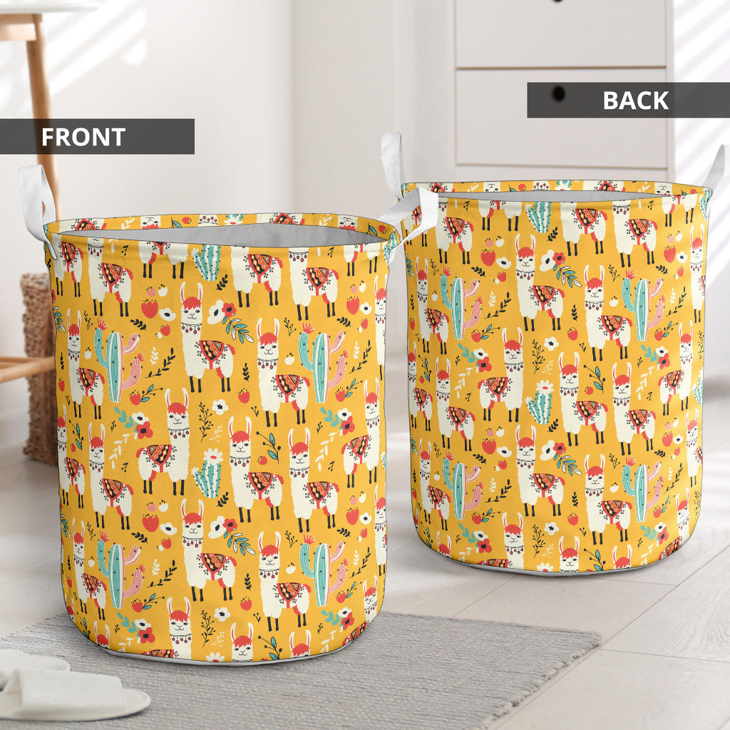 Llama Cute Themed Print Laundry Basket