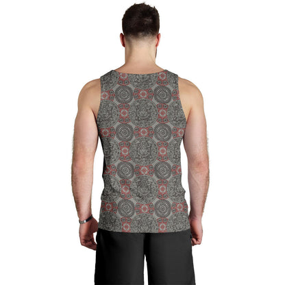 Calendar Aztec Style Print Pattern Men Tank Top
