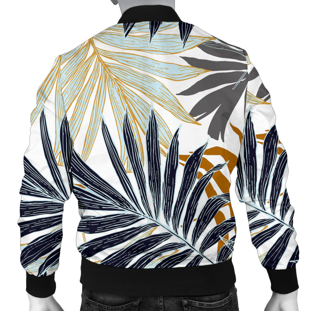 Colorful Tropical Palm Leaves Men Bomber Jacket