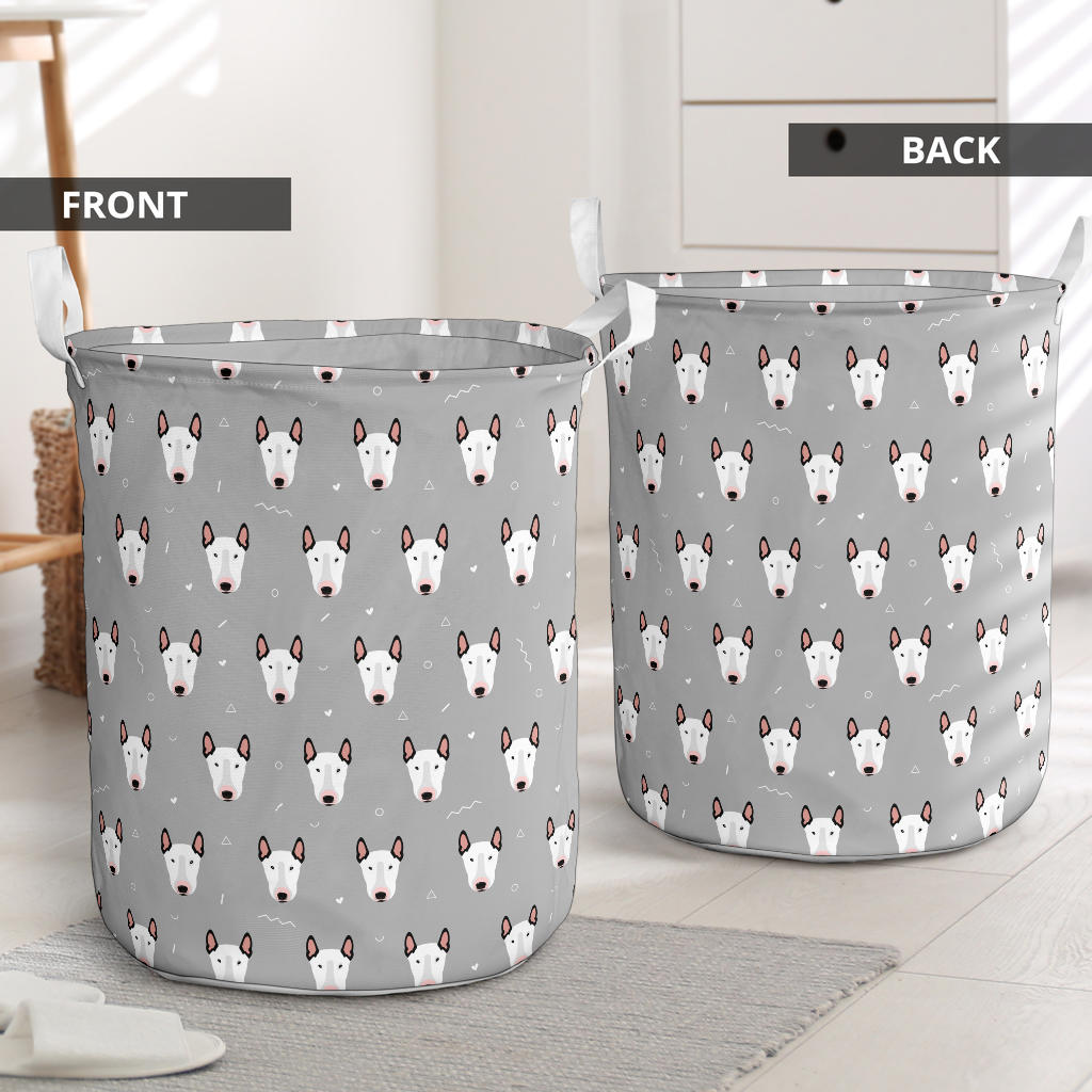 Bull Terrier Head Print Pattern Laundry Basket