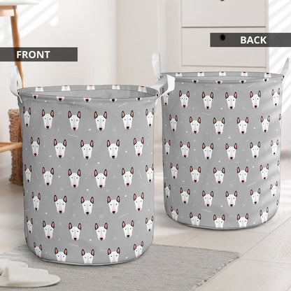 Bull Terrier Head Print Pattern Laundry Basket