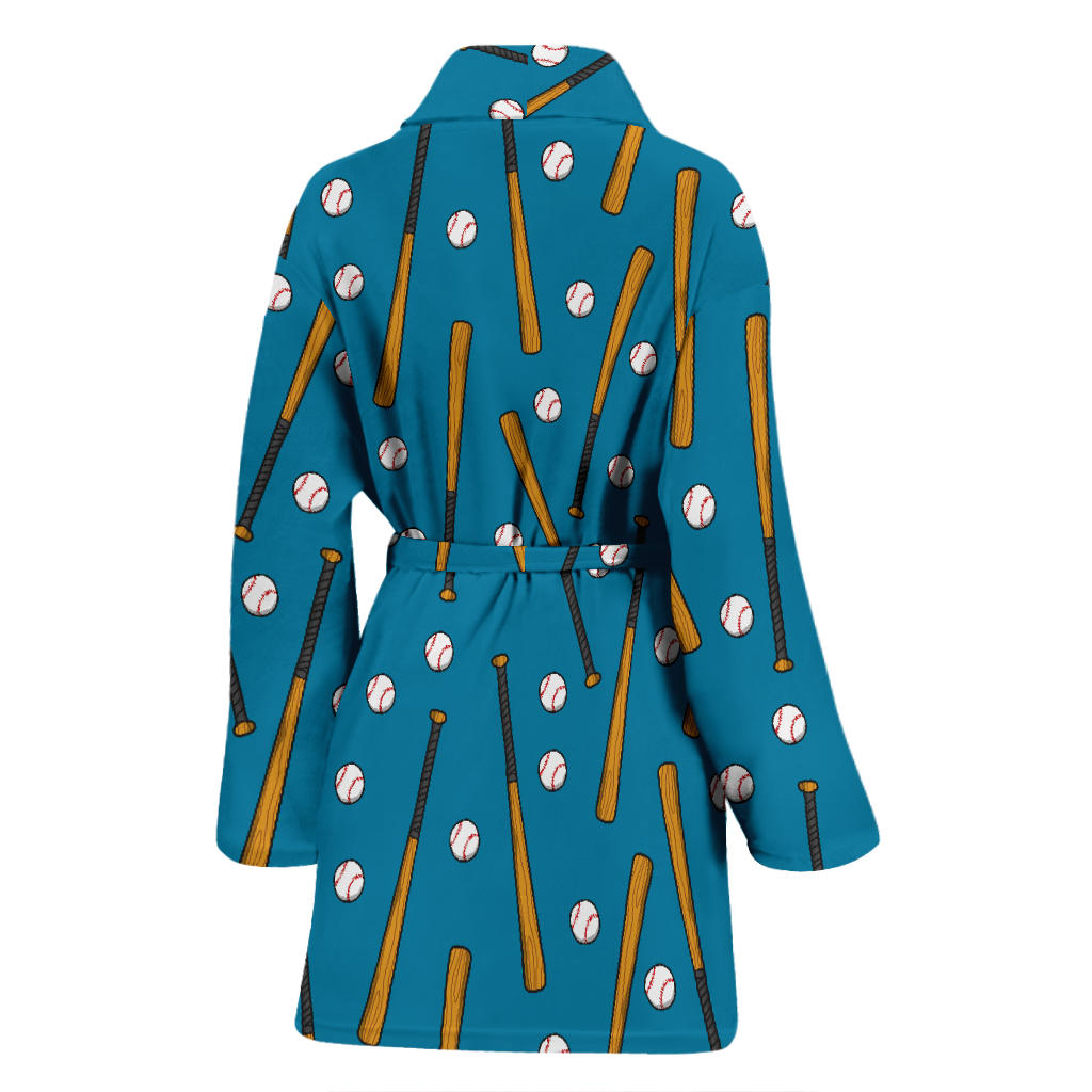 Baseball Pattern Print Design 01 Women Bathrobe