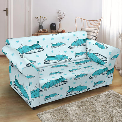 Snowmobile Print Design LKS301 Loveseat Couch Slipcover