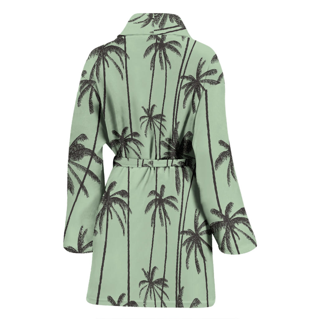 Palm Tree Pattern Print Design A04 Women Bathrobe