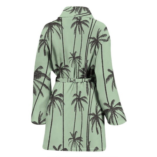 Palm Tree Pattern Print Design A04 Women Bathrobe