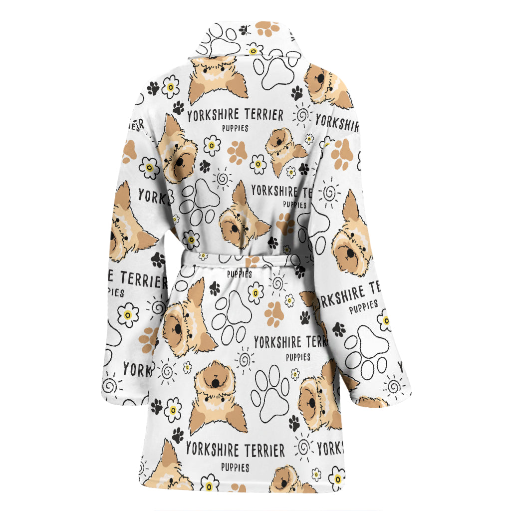 Yorkshire Terriers Print Design LKS308 Women Bathrobe