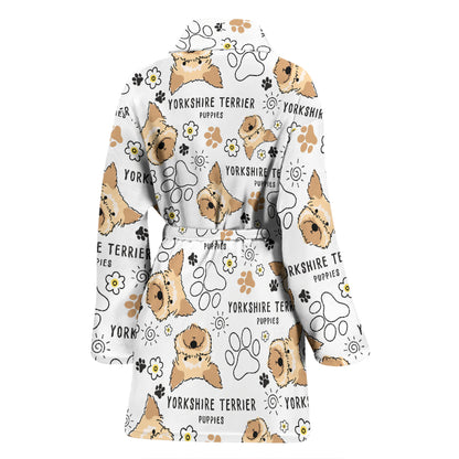 Yorkshire Terriers Print Design LKS308 Women Bathrobe
