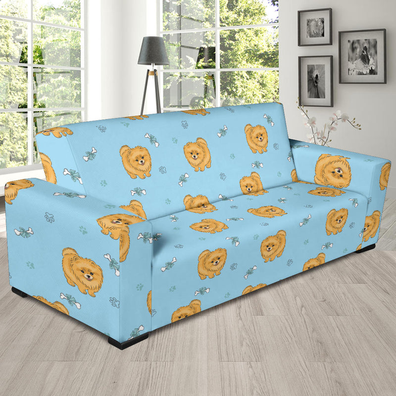 Pomeranians Pattern Print Design A03 Sofa Slipcover