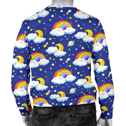 Rainbow Space Design Print Men Long Sleeve Sweatshirt