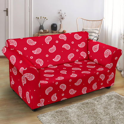 Bandana Red Paisley Print Design LKS305 Loveseat Couch Slipcover