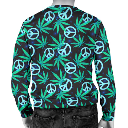 Peace Sign Themed Design Print Men Long Sleeve Sweatshirt