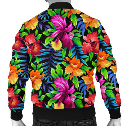 Tropical Folower Colorful Print Men Bomber Jacket