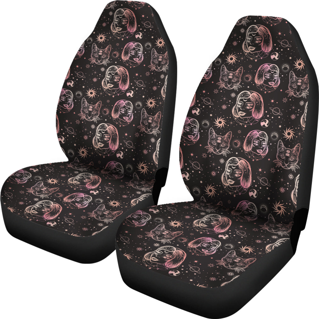 Third Eye Girl Cat Print Design LKS305 Car Seat Covers