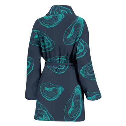 Oyster Pattern Print Design 01 Women Bathrobe