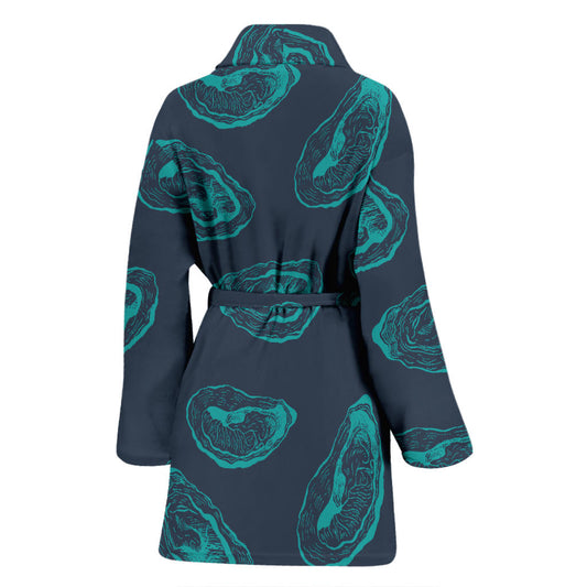 Oyster Pattern Print Design 01 Women Bathrobe