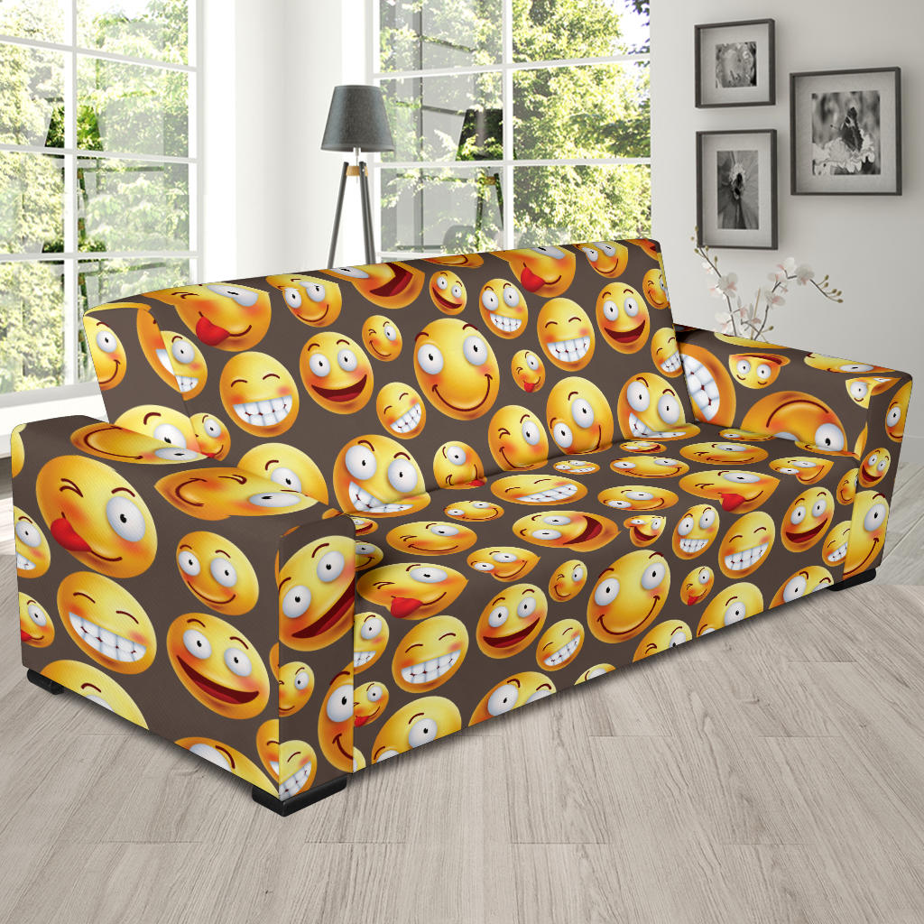 Smiley Face Emoji Print Design LKS303 Sofa Slipcover