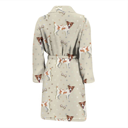 Russell Terriers With Bone Print Design LKS302 Men Bathrobe
