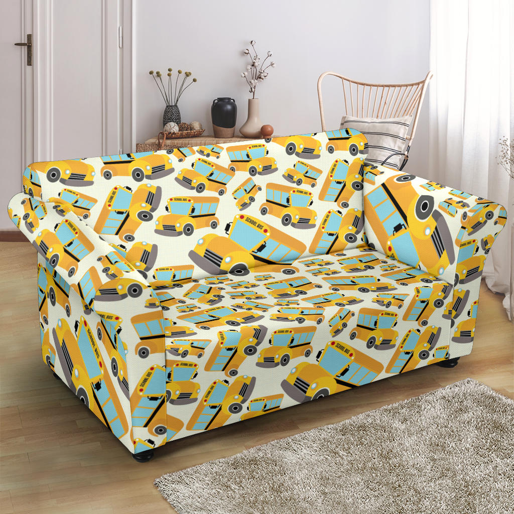 School Bus Print Design LKS301 Loveseat Couch Slipcover