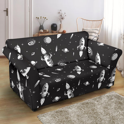 Space Rocket Print Design LKS303 Loveseat Couch Slipcover
