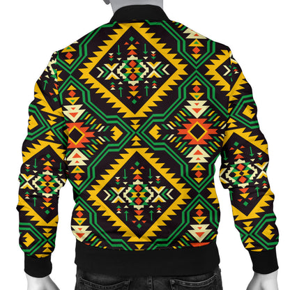 Kente Green Design African Print Men Bomber Jacket