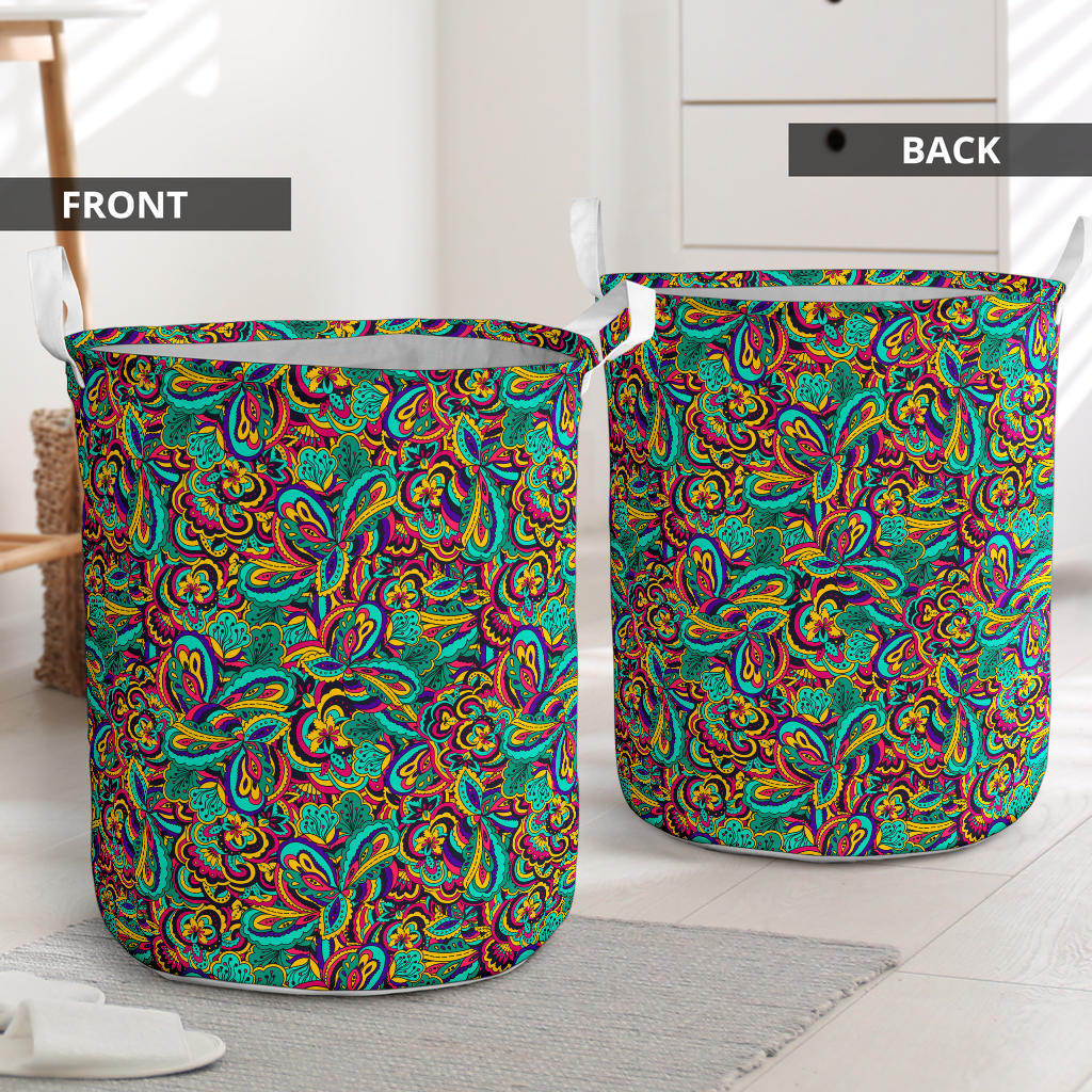 Psychedelic Trippy Floral Design Laundry Basket